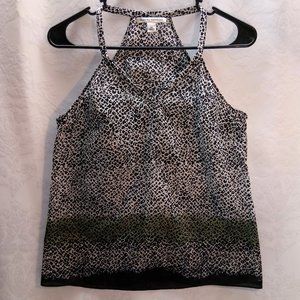 Animal leopard print tank racer back silk blend
